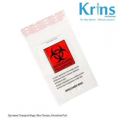 specimen transport bags, glue closure, absorbent pad