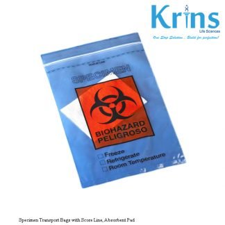 specimen transport bags with score line, absorbent pad