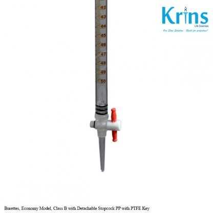 burettes, economy model, class b with detachable stopcock pp with ptfe key