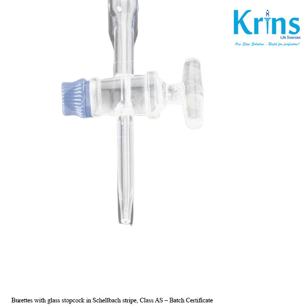 Burettes with glass stopcock in Schellbach stripe, Class AS – Individual work Certificate burettes with glass stopcock in schellbach stripe, class as – batch certificate