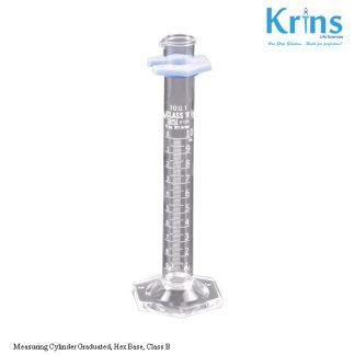 measuring cylinder graduated, hex base, class b