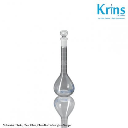volumetric flasks, clear glass, class b
