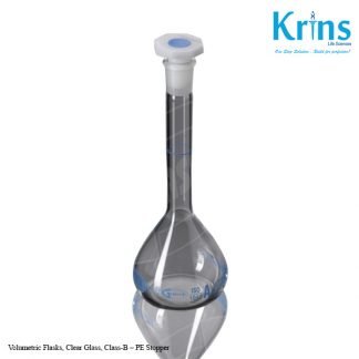 volumetric flasks, clear glass, class bb – pe stopper krins life sciences